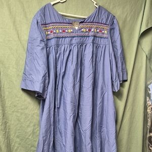 Chandio Blue Embroidered Boho Dress 3x